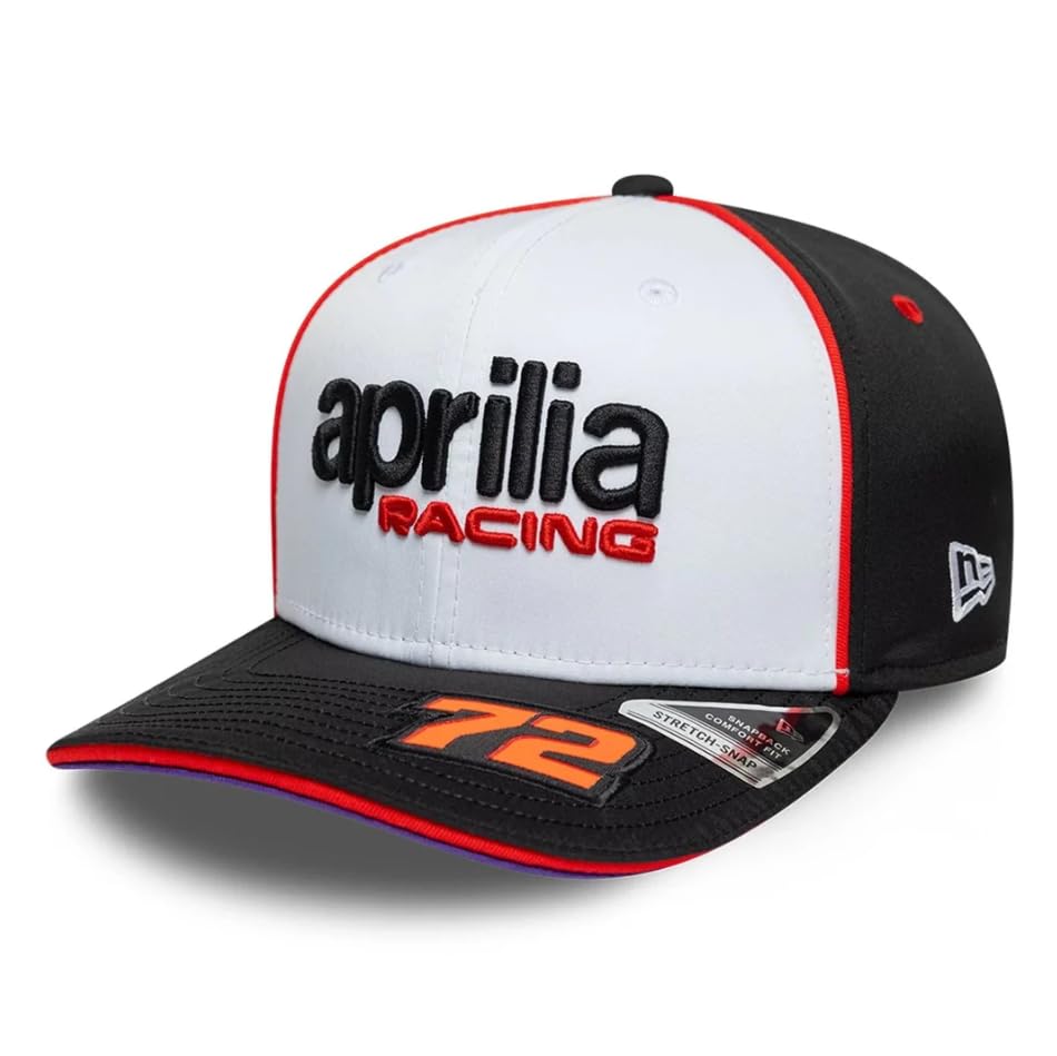 Aprilia Racing, Superbike, Moto, Collezione Ufficiale 2026, Pilota Marco Bezzecchi, Berretto da Baseball, Cappello, Regolabile, Bianco, Nero
