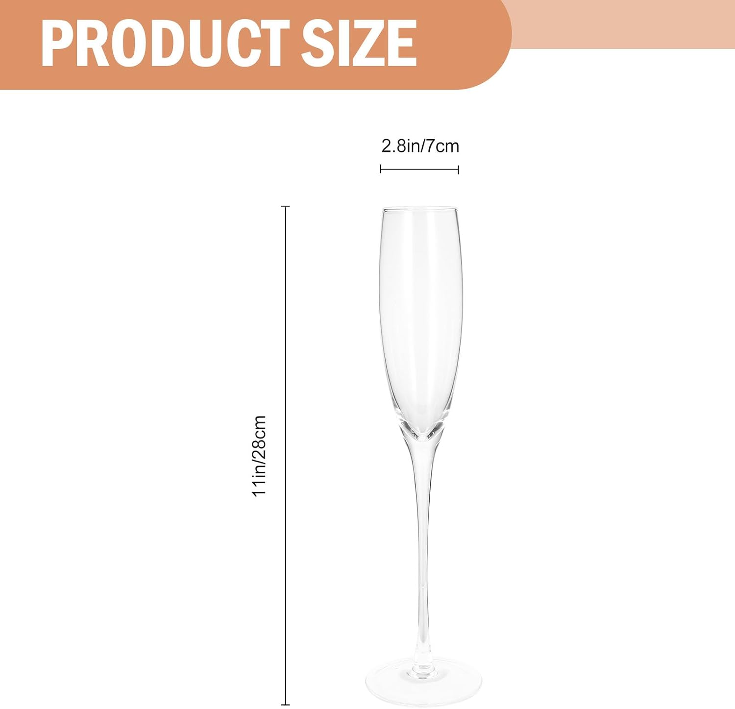 2 Pcs Crystal Stem Sparkling Wine Glasses Thin Slender Goblets for Entertaining and Dinner Party