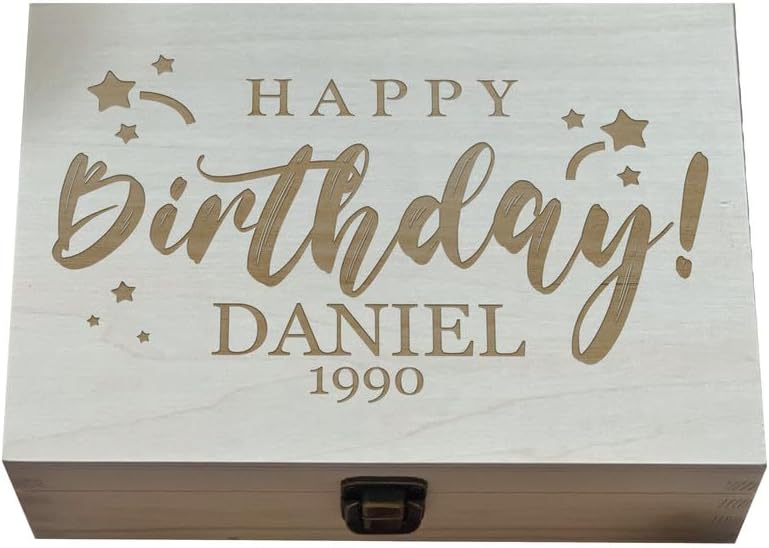Happy Birthday Engraved Treasure - Customizable Celebration Gifts, Laser Engraved with Name and Date for a Memorable Occasion