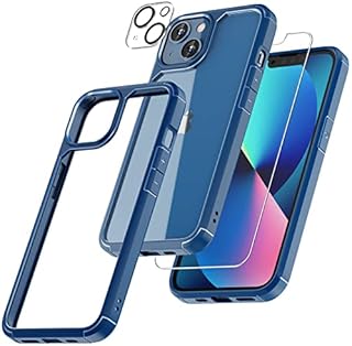 TAURI [5 in 1 for iPhone 13 Case 6.1 inch, and 2 Pack Tempered Glass Screen Protector + 2 Pack Camera Lens Protector [Military Grade Protection] Shockproof Slim Thin - Green