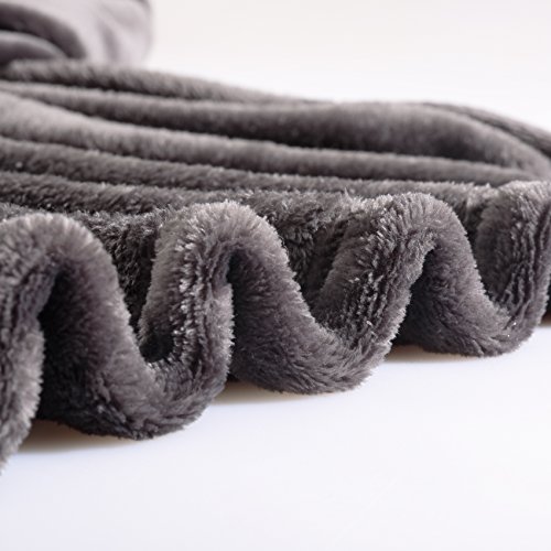 Reafort Ultra Soft Flannel Fleece All Season Light Weight Living Room/Bedroom Warm Throw Blanket (Dark Grey, Throw 50"X60") #TOP4
