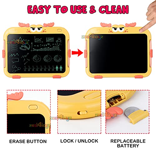 Image of Zest 4 Toyz LCD Writing Tablet 9.8 Inch Colorful Doodle Board Drawing Pad for Kids Drawing Board Writing Board Drawing Tablet for Boys and Girls (2 pens -4 Different Writing Styles)