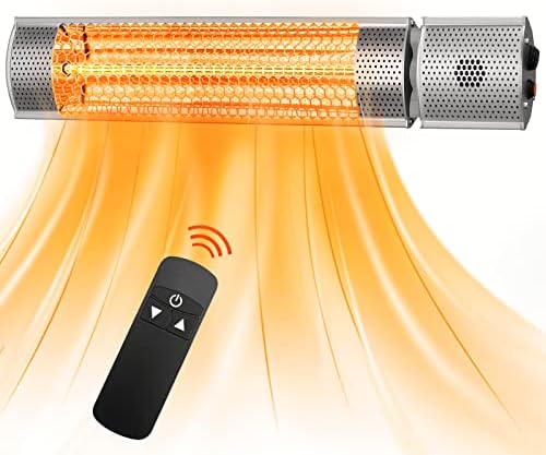 Outdoor heaters for patios - 1500W (5118BTU) Electric patio heater - Infrared Heater with Remote control (Silver)