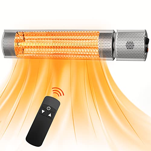 Outdoor Heaters For Patios - 1500W (5118Btu) Electric Patio Heater - Infrared Heater With Remote Control (Silver) #TOP8