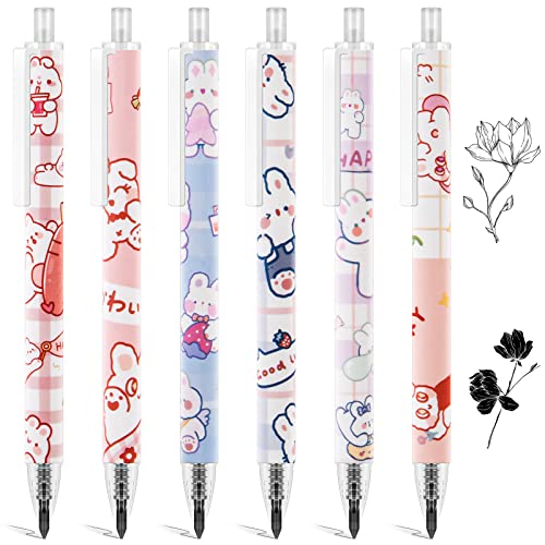 OFFCUP Tintenlose Bleistifte Ewig, 6 Stück Bleistifte Set, Druckbleistift, Süße Cartoon Schale, Wiederverwendbarer Bleistift, für Kinder Erwachsene Studenten(Kaninchen)