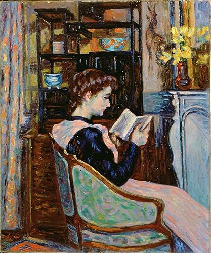 Art portrait Lecture de Mlle Guillaumin affiche toile 60x90cm