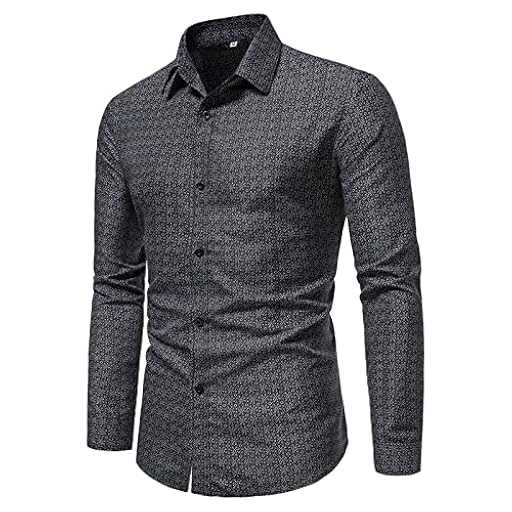 Camisa de vestir para hombre - Camisas de manga larga de ajuste slim y moda con cuello de solapa y botones de algodón, camisas impresas para negocios casuales, tops, camisa formal para boda y cena | Ya disponible en tu tienda friki favorita! En mundofriki.es!