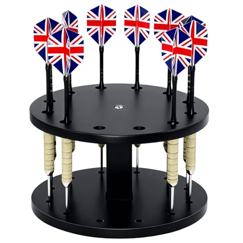 Acrylic Dart Holder Stand for Desk Stable Base with Non-Slip Pads Holds 12 Fully Assembled Steel Soft Tip Darts Compact Tabletop Shelf Rack for Dart Storage Organizer Display