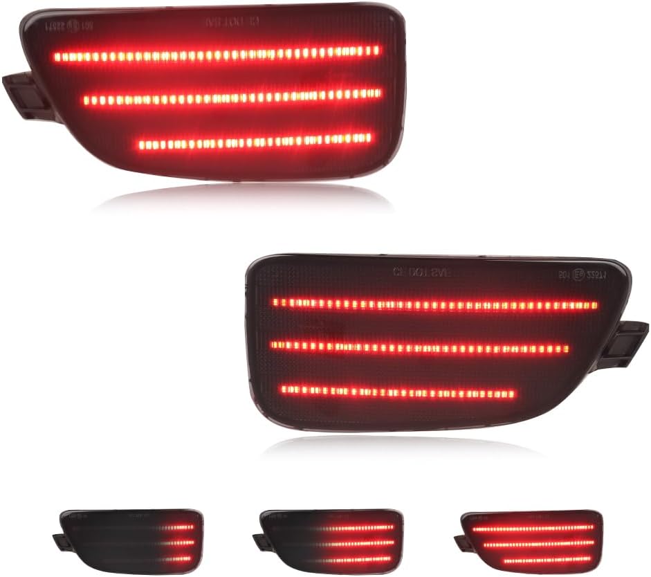 Rear Bumper Reflector Compatible with Ki-a Soul 2012-2013, [3 in 1 Design] with Brake Light, Running Light, Sequential Turn Signal Light, Replace OEM #924522K500 924512K500, 2 PCS, Smoked Lens
