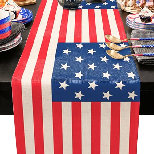 Ooksen TBRFST72 Table Runners, American Flag Table Runners cover