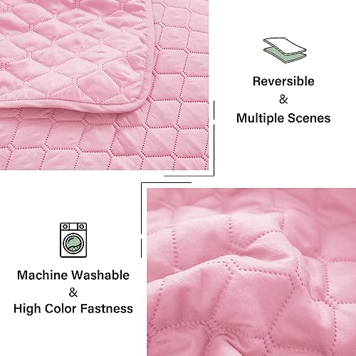 Exclusivo Mezcla Reversible King Size Quilt Bedding Set with Pillow Shams, Lightweight Quilts King Size, Soft Bedspreads Bed Coverlets for All Seasons - (Bright Pink, 104"x96")