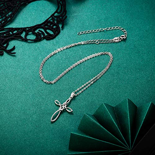 Celtic Cross Necklace Women, 925 Sterling Silver Knot Pendant Necklace, Irish Religious Jewelry for Wowen 21.2"4