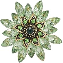 Vintage Crystal Rhinestone Flower-shaped Sunflower Leaf Brooch Pin Elegant Clothing Hat Bag Accessory for Women