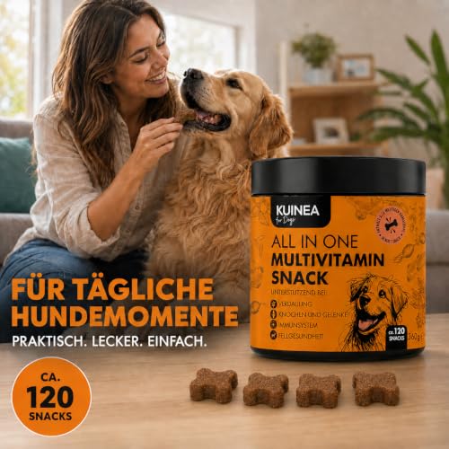 KUINEA® Multivitamin Snack für Hunde – All in One Vitamine als Leckerli – ca. 120 Snacks (360 g) – Ergänzungsfuttermittel mit Vitaminen & Mineralstoffen – ab 6 Monaten (1er Pack)