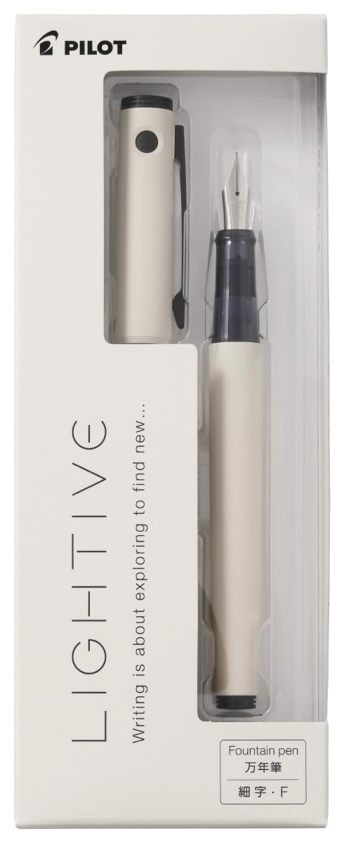 Pilot Lightive Fountain Pen Fine Nib 0.3mm Off White Lightweight 5.6in Japan