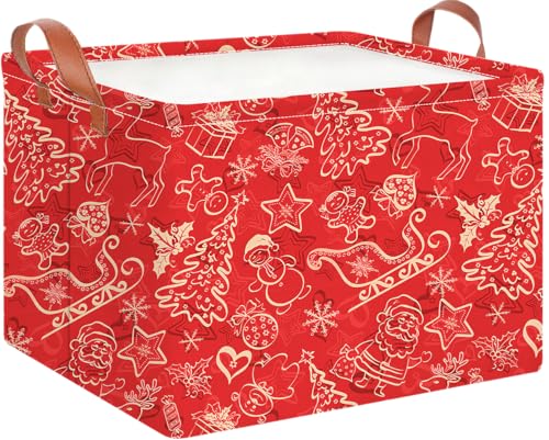 Image of CLOCOR Rectangular Storage Bin,Waterproof Book Box,Room Decor(Golden Christmas)