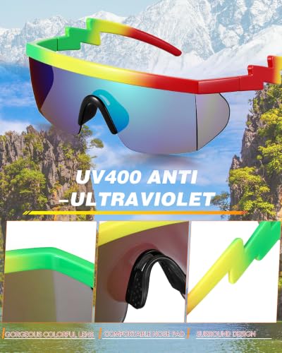 Image of Frienda 3 Pairs 80s Retro Sunglasses Semi Rimless Zigzag