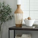 Deco 79 Seagrass Handmade Decorative Vase Wrapped Tall Floor Centerpiece Vase with Open Framed Cream Bamboo Center, Vase for Home Decoration 10" x 10" x 25", Brown - Image 5