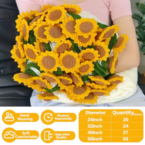 SoffMoiis 32inch Crochet Sunflowers Bouquet Throw Blanket for Her by SoffMoiis - Used condition - Image 3