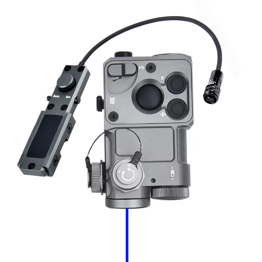 Metal PST4 Box Aiming Laser Sights, with IR Laser + Red/Green/Blue Laser Sight, with Modular Remote Pressure Switch, Fit 20mm Rail, 5 Function Modes, 4-Level Laser Brightness, Silver