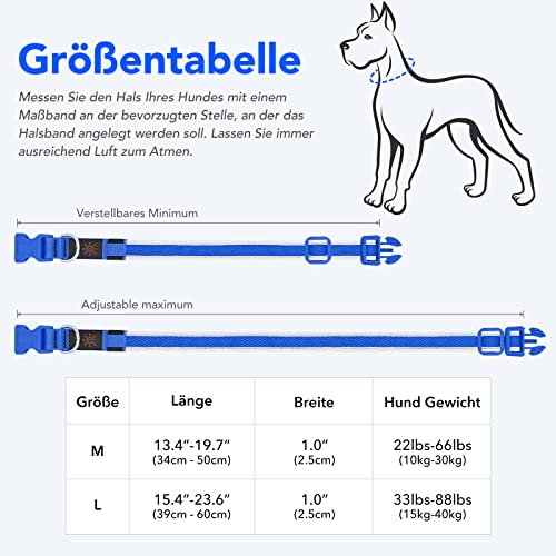 Leuchthalsband Hund(Halbleuchtend blau M), Colaseeme LED Hunde Leuchthalsband, Wasserdicht Hundehalsband Leuchtend, HundeleuchthalsbäNder Aufladbar für Pet Night Walking Safety, blau M