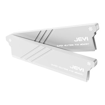 JEYI RAM Heatsink Cooler with Thermal Pads for DDR3 DDR4 DDR5, White 2-Pack