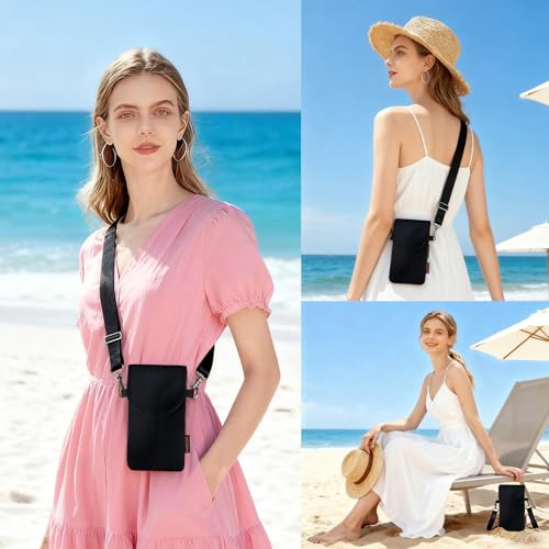Image of Neoprene Phone Sleeve Pouch Case Bag for Men Women w /Crossbody Strap /Neck Lanyard for iPhone 17 /16 /15 /14 Pro Max, Samsung S25，Pixel 10