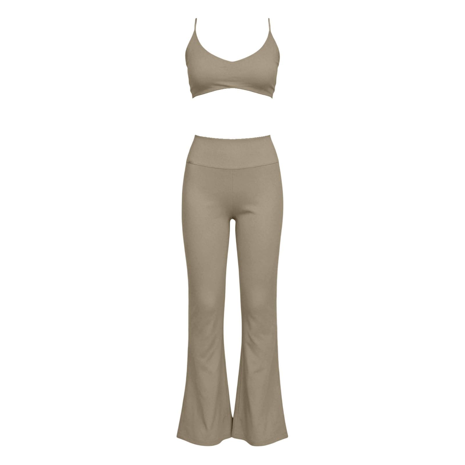 Générique Ensemble de sport deux pièces pour femme : débardeur de yoga, pantalon long, brassière de sport dos nageur
