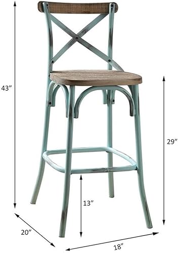 Miniatura 3 de Acme Zaire Taburete de bar sin brazos con asiento de madera en cielo antiguo y roble antiguo Cielo y roble,Negro y amperio; roble antiguo,Rojo y