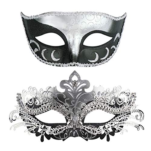 Image of Coddsmz Couple Masquerade Mask Set - Venetian & Mardi Gras Mask for Women & Men