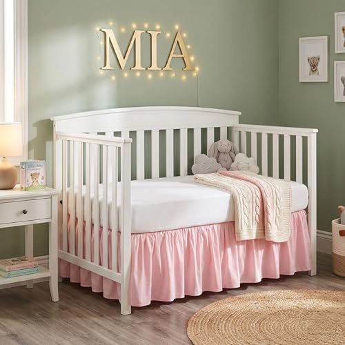 Falda para cuna de 28x52 pulgadas con volantes de algodón para cama de bebé 5
