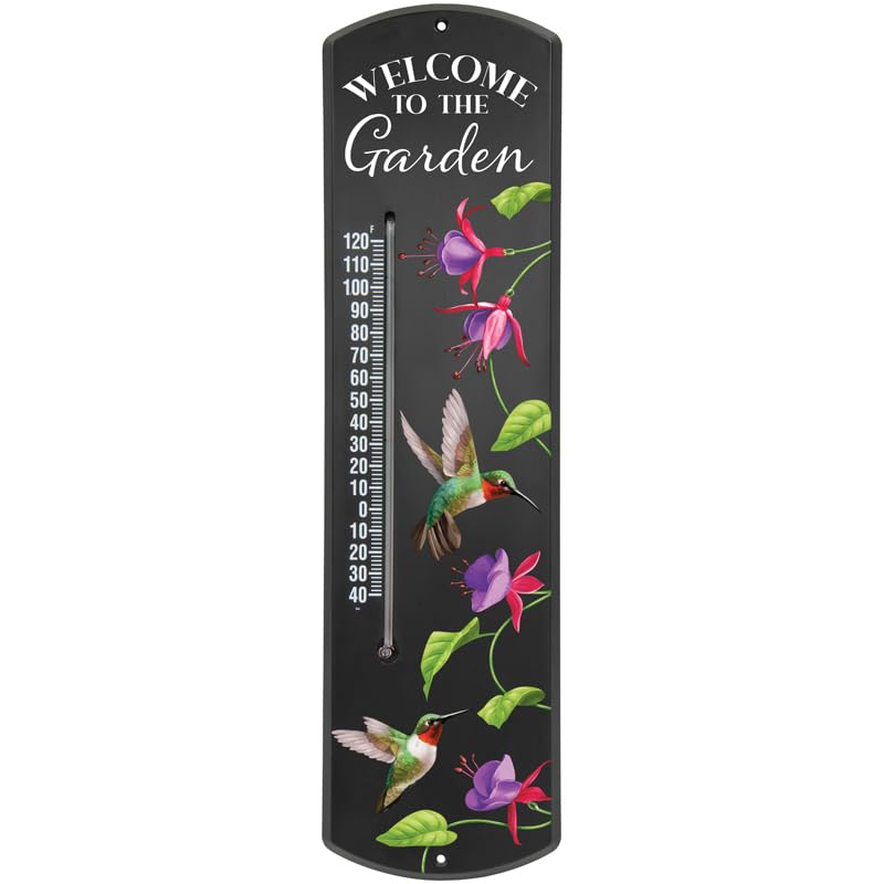 Carson Welcome to the Garden Thermometer, 20" L, Black