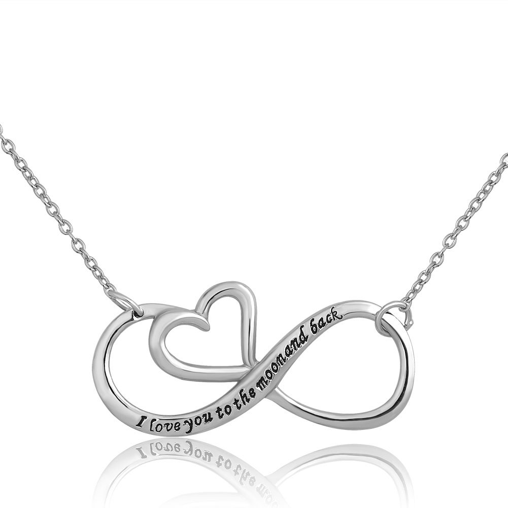 KorliyaI Love You Necklace Sterling Silver Heart Pendant For Women (Infinity Heart)