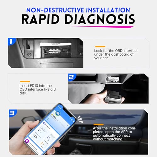 Image of amiciAuto OBD2 Scanner Bluetooth 5.1 Car Diagnostic Tool | Full System OBD Code Reader with 12 Functions, Fault Detection, Performance Test & App Control for Android & iOS | Multi-Language Support