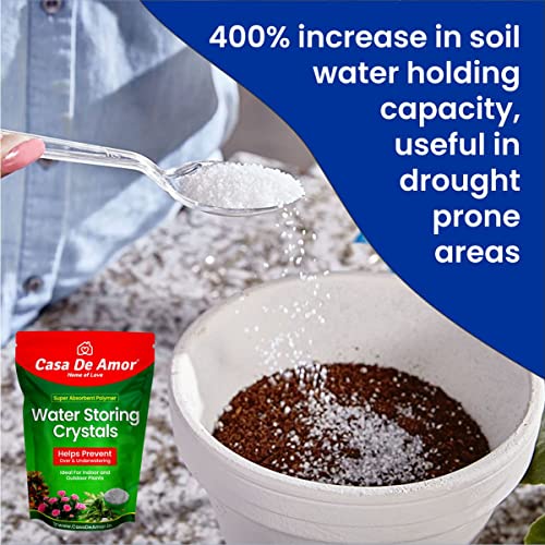Image of Casa De Amor Water Storing Crystals | Water Retaining Super Absorbent Polymer for Plant, Soil Mixing and Hydroponics Gardening, Lucky Bamboo Plant (500 gm)