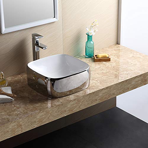 Fine Fixtures Vessel Sink Vitreous China White W/Chrome Exterior Sides Mv1616Ch #TOP4