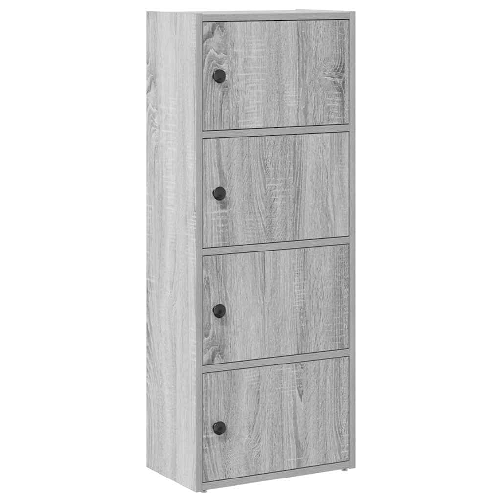 Librería estrecha alta gris Sonoma 40x24x102 cm madera con puerta para organizar libros en sala de estar