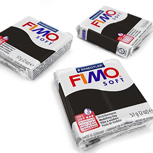 FIMO Pâte à modeler polymère souple pour four – Couleurs les plus populaires – 57 g – Lot de 3 – Noir
