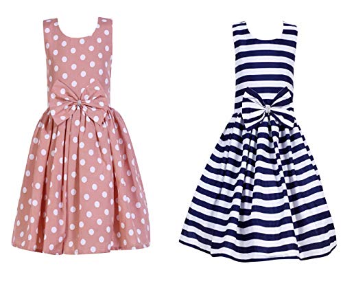 Image of Casual Frock for Baby Girls,Blue Printed and Olive Printed,Pack of 2