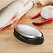 Stainless Steel Soap, Odor Remover Bar-for Fish Cleaner Onion Garlic Fish Other Strong Scents from Hands and Skin Kitchen Gadgets Eliminating Odor Remover with Soap Box (1pcs of Oval with Base)