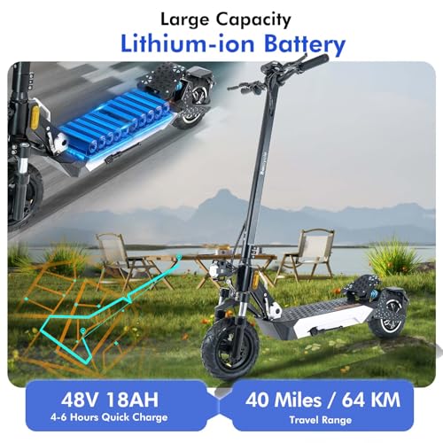 Electric Scooter Adults,1600W Fast Scooter,36 MPH Top Speed & 40 Miles Long Rang,10″ Off-Road Kick Scooter with Suspensions, Folding E Scooter for Teens and Adults,Commute Scooter