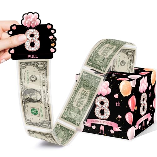 Surprise Gift Box for 8th Birthday Party, Happy Birthday Money Gift Boxes with 35PCS Bags