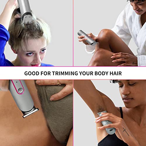Pritech Hair Trimmer For Women, Waterproof Bikini Trimmer, Rechargeable Pubic Hair Clippers And Trimmer, Electric Shaver For Women, Women Electric Razor, Hair Cut Kit, Barber Grooming Set, Aurora Gray #TOP5