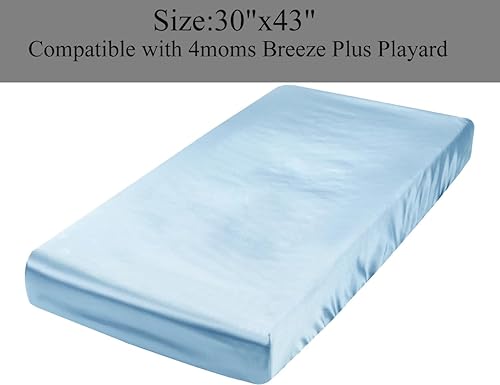Miniatura 5 de Sábanas de satén ajustadas compatibles con 4moms Breeze Plus Playard y otros colchones de corralito grandes, para proteger el pelo y la piel del