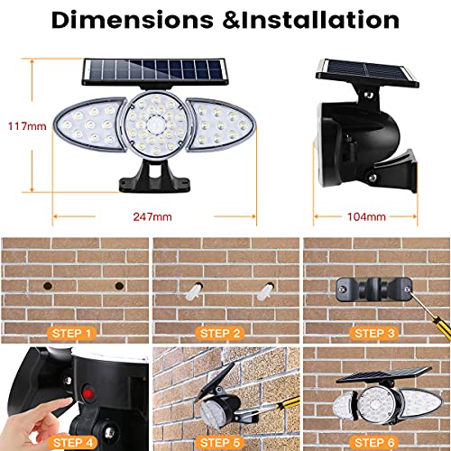 Emaner Solar Flood & Security Lights With Motion Detector, 100W Equiv. Dusk To Dawn Outdoor Led Floodlight 3-Mode, Ip65 Wireless Spotlights 6500K, Solar Powered 2500Mah For Garage/Porch/Patio, 1-Pack #TOP6