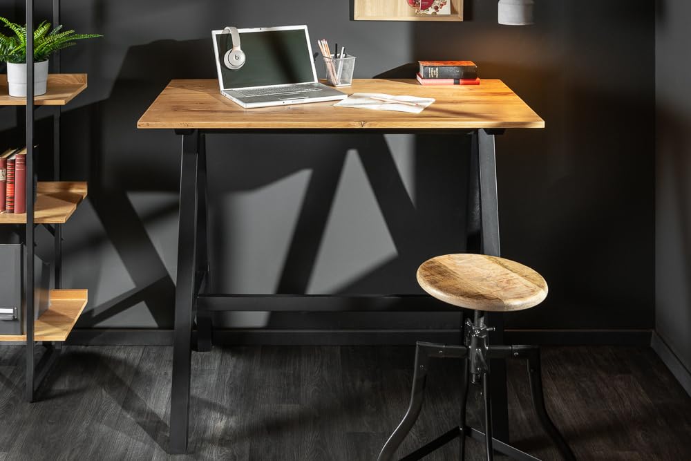 invicta INTERIOR Massiver Bartisch Castle 120cm Wildeiche Natur Industrial Design Bartresen Hausbar Tisch