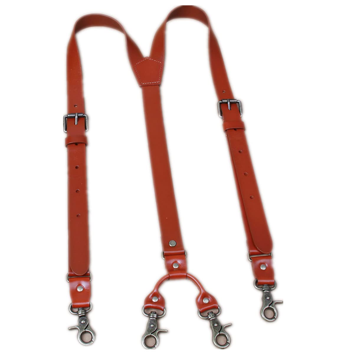 Tirantes para Hombre, Tirantes de Cuero en Forma Y for Hombre, Resistentes y Ajustables, Menu2019(Deep Red)