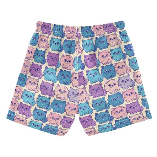 Color Cat Cartoon Boys Swim Trunks Toddler Shorts Swimwear Boardshorts2
