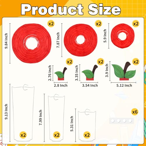 Image of 12Pcs Classroom Decor Red Apple Paper Lanterns Pencil Hanging Lanterns Back to School Decorations Hanging for First Day of School Party Decoration (6PCS Apples+6PCS Pencils)
