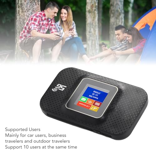 Image of Mobile WiFi Hotspot Router 4G Portable WiFi 1.44in Color Screen Mobile Hotspot Router with Micro SIM Card Slot for Phone Tablet Laptop (Black)